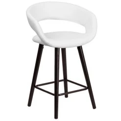 Cheap 🔔 Flash Furniture CH-152561-WH-VY-GG Brynn Series Cappuccino Wood Counter Height Stool With White Vinyl Seat ✨