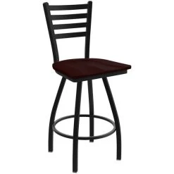 Best Pirce 😀 Holland Bar Stool XL 410 Jackie 30" Ladderback Swivel Bar Stool With Black Wrinkle Finish And Dark Cherry Oak Seat 🎉