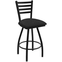 Best Sale 🛒 Holland Bar Stool XL 410 Jackie 30" Ladderback Swivel Bar Stool With Black Wrinkle Finish And Graph Coal Seat 🥰