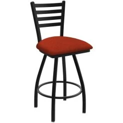 Deals 👍 Holland Bar Stool XL 410 Jackie 30" Ladderback Swivel Bar Stool With Black Wrinkle Finish And Graph Poppy Seat ✔️