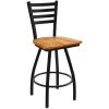 Brand new 👏 Holland Bar Stool XL 410 Jackie 30" Ladderback Swivel Bar Stool With Black Wrinkle Finish And Medium Maple Seat 👏