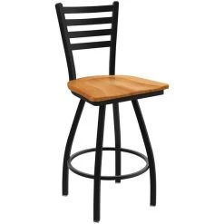 Brand new 👏 Holland Bar Stool XL 410 Jackie 30" Ladderback Swivel Bar Stool With Black Wrinkle Finish And Medium Maple Seat 👏