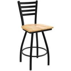 Cheap 🥰 Holland Bar Stool XL 410 Jackie 30" Ladderback Swivel Bar Stool With Black Wrinkle Finish And Natural Maple Seat 🌟