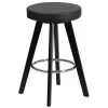 Deals ❤️ Flash Furniture CH-152600-BK-VY-GG Trenton Series Cappuccino Wood Counter Height Stool With Black Vinyl Seat 🥰