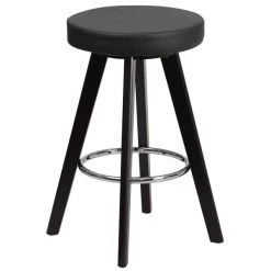 Deals ❤️ Flash Furniture CH-152600-BK-VY-GG Trenton Series Cappuccino Wood Counter Height Stool With Black Vinyl Seat 🥰