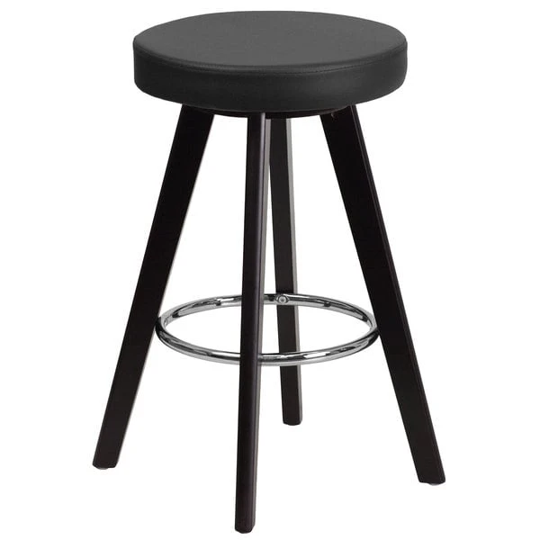 Deals ❤️ Flash Furniture CH-152600-BK-VY-GG Trenton Series Cappuccino Wood Counter Height Stool With Black Vinyl Seat 🥰