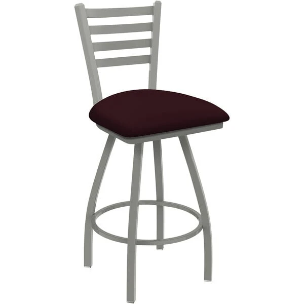 Best Sale 🎉 Holland Bar Stool Holland Barstool XL 410 Jackie 30" Ladderback Swivel Bar Stool With Anodized Nickel Finish And Canter Bordeaux Seat ✨