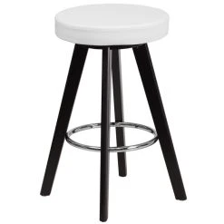 Brand new 🔥 Flash Furniture CH-152600-WH-VY-GG Trenton Series Cappuccino Wood Counter Height Stool With White Vinyl Seat 🎁