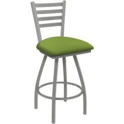 Cheapest 🥰 Holland Bar Stool Holland Barstool XL 410 Jackie 30" Ladderback Swivel Bar Stool With Anodized Nickel Finish And Canter Kiwi Green Seat 🤩