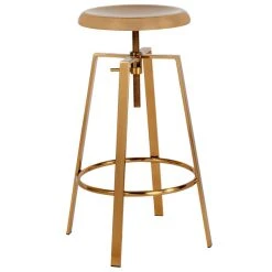 Budget 😍 Flash Furniture CH-181070-26S-GLD-GG Toledo Industrial Style Gold Bar Stool With Adjustable Height Seat 🎉