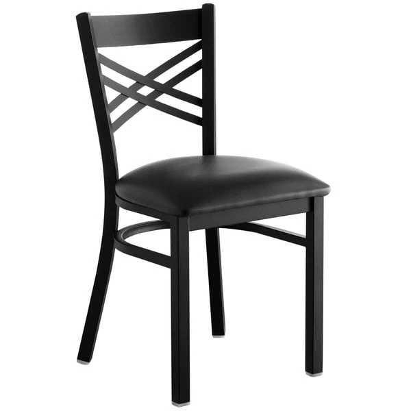 Top 10 🌟 Lancaster Table & Seating Black Cross Back Chair With 2 1/2" Padded Seat 👏 - Image 2