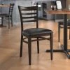 New 👏 LT&S Spartan Series Lancaster Table & Seating Spartan Series Metal Ladder Back Chair With Walnut Wood Grain Finish And Black Vinyl Seat ⌛