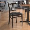 Discount 🥰 LT&S Spartan Series Lancaster Table & Seating Spartan Series Metal Slat Back Chair With Walnut Wood Grain Finish And Black Vinyl Seat 🥰