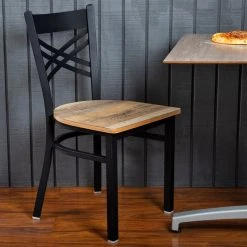 Deals 🌟 Lancaster Table & Seating Black Cross Back Chair With Driftwood Seat 😍