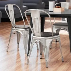 Budget 😉 LT&S Alloy Series Lancaster Table & Seating Alloy Series Clear 🧥 Coated Metal Indoor Industrial Cafe Chair With Vertical Slat Back And Black Wood Seat ❤️