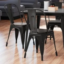 Coupon ๐คฉ LT&S Alloy Series Lancaster Table & Seating Alloy Series Black Metal Indoor Industrial Cafe Chair With Vertical Slat Back And Black Wood Seat โค๏ธ