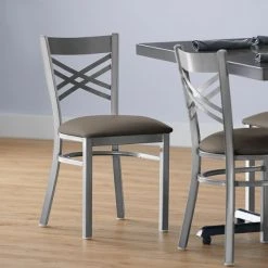 Buy 😍 Lancaster Table & Seating Clear 🧥 Coat Cross Back Chair With Taupe Padded Seat ⭐