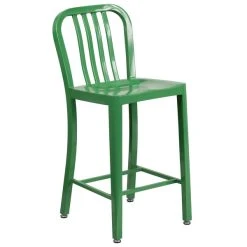 Best deal ⭐ Flash Furniture CH-61200-24-GN-GG 24" Green Metal Indoor / Outdoor Counter Height Stool With Vertical Slat Back 🛒