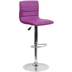 Hot Sale 😀 Flash Furniture CH-92023-1-PUR-GG Purple Vinyl Contemporary Adjustable Height Barstool 🎁
