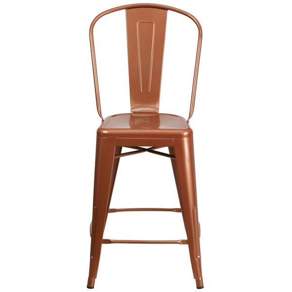 Brand new 👍 Flash Furniture ET-3534-24-POC-GG 24" Copper Galvanized Steel Counter Height Stool With Vertical Slat Back And Drain Hole Seat 🔔 - Image 3