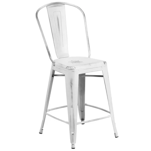 Coupon ๐ Flash Furniture ET-3534-24-WH-GG Distressed White Metal Counter Height Stool With Vertical Slat Back And Drain Hole Seat ๐ฅฐ