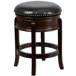 Wholesale ❤️ Flash Furniture TA-68824-CA-CTR-GG Cappuccino Wood Counter Height Stool With Black Leather Swivel Seat 👏