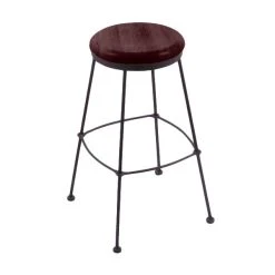 Buy 🛒 Holland Bar Stool 303025BWDCMpl Black Wrinkle Steel Counter Height Stool With Dark Cherry Maple Wood Seat 💯