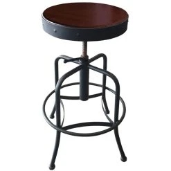 Buy 👍 Holland Bar Stool 910BWDC Black Wrinkle Steel Height Adjustable Stool With Dark Cherry Finish Seat 🔔