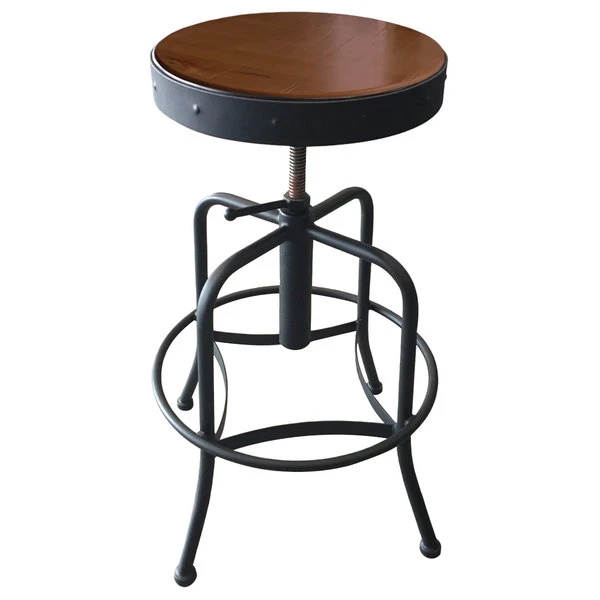 Budget ๐ Holland Bar Stool 910BWMED Black Wrinkle Steel Height Adjustable Stool With Medium Finish Seat ๐