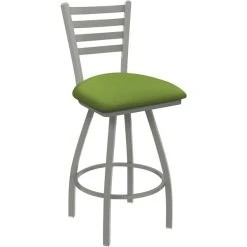 Best deal 🥰 Holland Bar Stool XL 410 Jackie 25" Ladderback Swivel Counter Stool With Anodized Nickel Finish And Canter Kiwi Green Padded Seat ❤️
