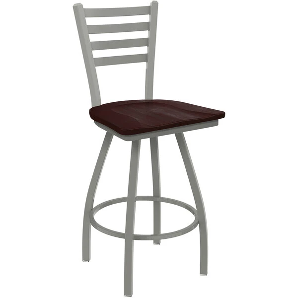 Best Pirce ๐ Holland Bar Stool XL 410 Jackie 25" Ladderback Swivel Counter Stool With Anodized Nickel Finish And Dark Cherry Maple Seat ๐