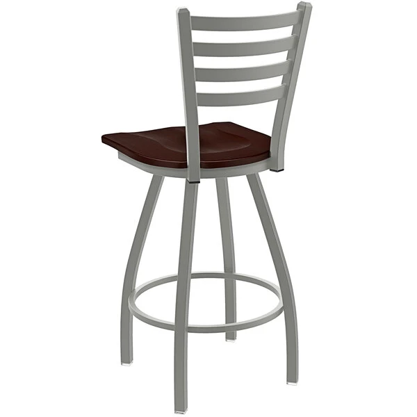 Best Pirce ๐ Holland Bar Stool XL 410 Jackie 25" Ladderback Swivel Counter Stool With Anodized Nickel Finish And Dark Cherry Maple Seat ๐ - Image 2