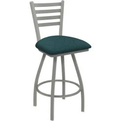 Cheapest 🔔 Holland Bar Stool XL 410 Jackie 25" Ladderback Swivel Counter Stool With Anodized Nickel Finish And Graph Tidal Padded Seat ✔️