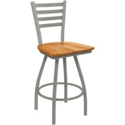 Best Pirce 🔥 Holland Bar Stool XL 410 Jackie 25" Ladderback Swivel Counter Stool With Anodized Nickel Finish And Medium Maple Seat 🔔