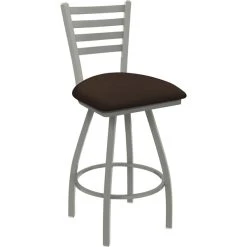 Buy 👏 Holland Bar Stool XL 410 Jackie 25" Ladderback Swivel Counter Stool With Anodized Nickel Finish And Rein Coffee Padded Seat ❤️