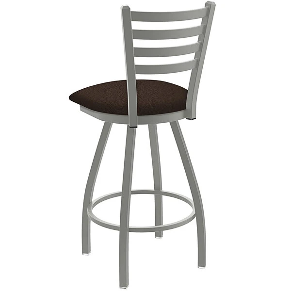 Buy 👏 Holland Bar Stool XL 410 Jackie 25" Ladderback Swivel Counter Stool With Anodized Nickel Finish And Rein Coffee Padded Seat ❤️ - Image 2