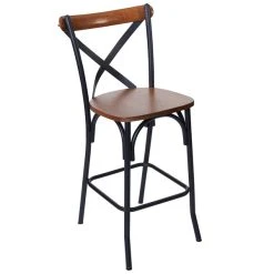 Cheap ✨ BFM Seating JS88HASH-AASB Henry Sand Black Steel X-Back Counter Height Stool With Autumn Ash Wooden Back And Seat 🎉