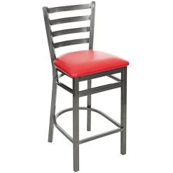 Best Pirce ✔️ BFM Seating 2160HRDV-CL Lima Clear 🧥 Coated Steel Counter Height Bar Stool With 2" Red Vinyl Seat 🎉