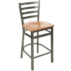Buy ⭐ BFM Seating 2160HNTW-CL Lima Clear 🧥 Coated Steel Counter Height Bar Stool With Natural Wooden Seat 🌟