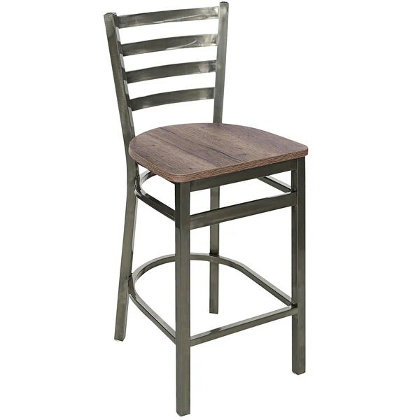 Best Sale ๐ BFM Seating Lima Clear ๐งฅ Coated Steel Counter Height Barstool With Relic Knotty Pine Seat ๐