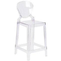 Budget 👏 Flash Furniture OW-TEARBACK-24-GG Ghost Transparent Polycarbonate Outdoor / Indoor Counter Height Stool With Tear Back 😀