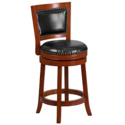 Best reviews of ✔️ Flash Furniture TA-355526-LC-CTR-GG Light Cherry Counter Height Panel Back Stool With Black Leather Swivel Seat 👍