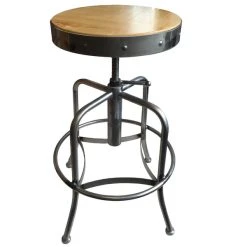Best Sale 🎉 Holland Bar Stool 910CLNAT Clear 🧥 Coat Steel Height Adjustable Stool With Natural Finish Seat 🔔