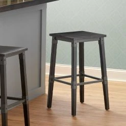 Best deal 🔥 Lancaster Table & Seating Rustic Industrial Backless Bar Stool With Antique Slate Gray Finish ❤️