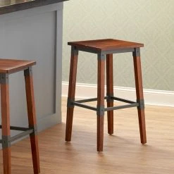 Budget 💯 Lancaster Table & Seating Rustic Industrial Backless Bar Stool With Antique Walnut Finish 🧨
