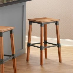 Budget 👍 Lancaster Table & Seating Rustic Industrial Backless Bar Stool With Antique Natural Wood Finish ⭐