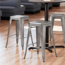 Deals 🧨 LT&S Alloy Series Lancaster Table & Seating Alloy Series Clear 🧥 Coated Stackable Metal Indoor Industrial Cafe Counter Height Stool With Drain Hole Seat 🛒