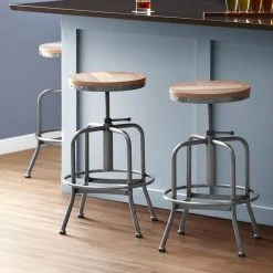 Coupon ✨ Lancaster Table & Seating Screw Top Adjustable Height Clear 🧥 Coat Barstool With Driftwood Seat 😍