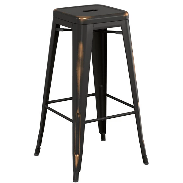 Cheap 🔔 LT&S Alloy Series Lancaster Table & Seating Alloy Series Distressed Copper Metal Indoor Industrial Cafe Bar Height Stool With Black Wood Seat 🌟 - Image 3