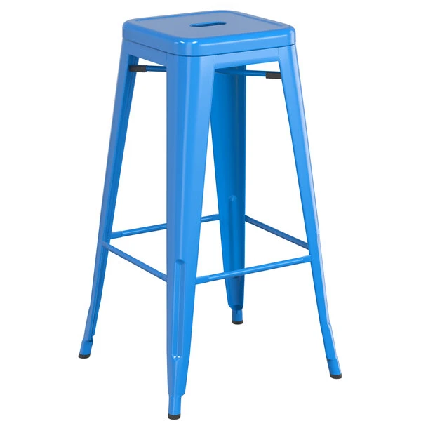 Buy ๐ฅ LT&S Alloy Series Lancaster Table & Seating Alloy Series Blue Metal Indoor Industrial Cafe Bar Height Stool With Black Wood Seat ๐ฅ - Image 3